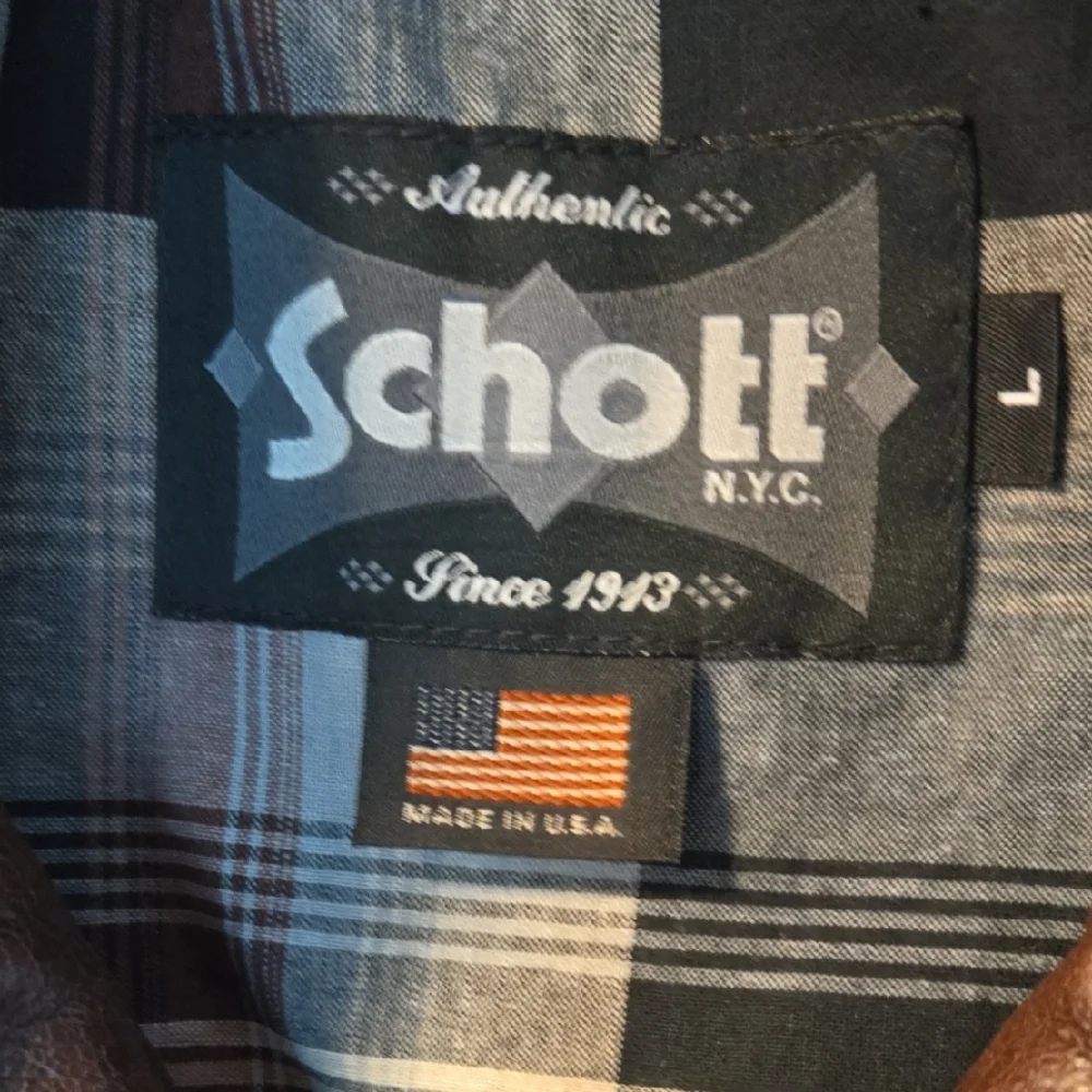 Schott Dark Brown Leather Biker Jacket - Picture 2 of 5